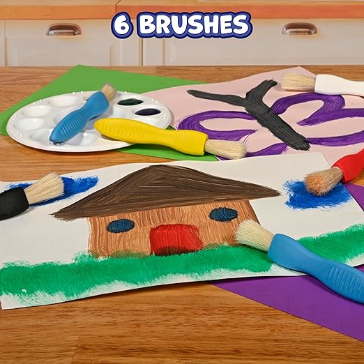 Ready 2 Learn - CE-6675 Ready 2 Learn Triangle Grip Paint Brushes - Set of 6-18m+ - Easy to Grip Paint Brushes for 2, 3 and 4 Year Olds - Encourage Writing Grip