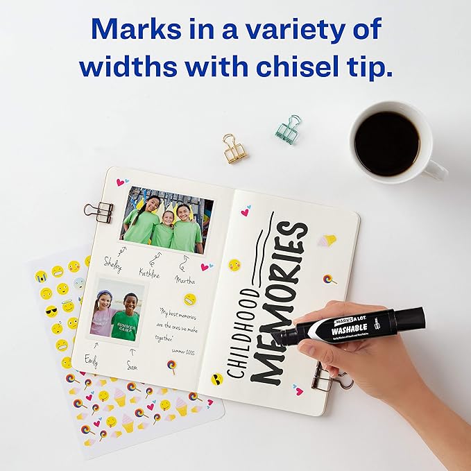 Marks A Lot Jumbo Washable Marker, Chisel Tip, 1 Black Marker, Great for Large Signs and Posters (24158)