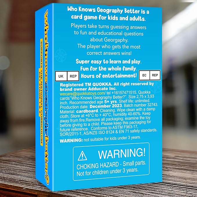 Board Games for Kids 8-12 – Family Card Games for Kids and Adults – Geography Trivia Cards for Family Game Night – Who Knows Geography Better – 500+ Questions – Fun Card Game for Families and Teens