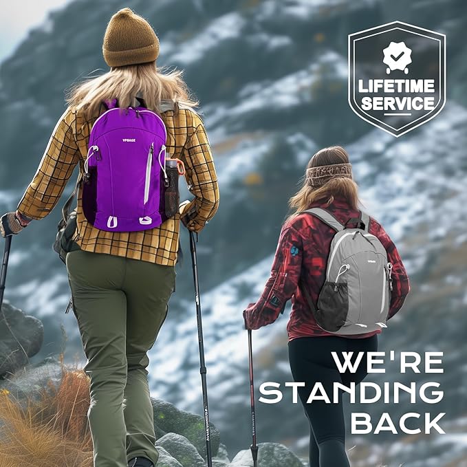 VPBAGE 15L Water-resistant Hiking Daypack, Small Backpack Travel Outdoor, Lightweight Day Pack with Tool Loops