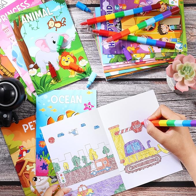 BenLouis Coloring Books Party Favors Bulk Mini Coloring Books for Kids Ages 4-8-12 Small Activity Books For Birthday Party Gifts Goodie Bags Stuffers Classroom Travel Activity（24pcs Assorted）