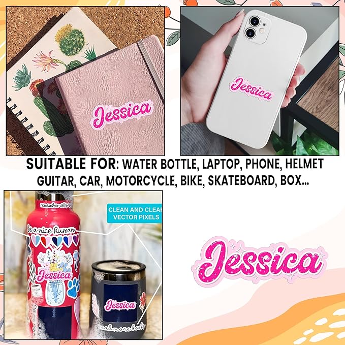Custom Glitter Name Sticker Personalized Beauty Name Color Bling Prince Princess Decal Waterproof Vinyl Decal for Water Bottles Tumblers Laptops Hard Hat Cars Kindle for Women Men Teachers