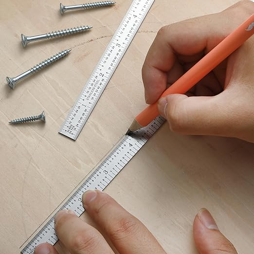 Mr. Pen- Machinist Ruler, 12 Inch, 2 Pack, Stainless Steel Imperial, Precision Measuring Tool, 1/10, 1/100, 1/32, 1/64 Inch Graduation for Engineering, Carpentry, Drafting, Office, School