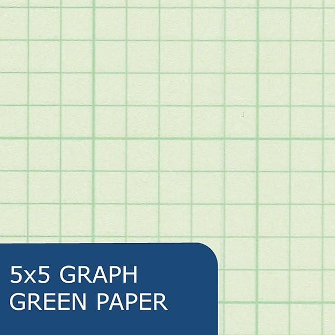 Roaring Spring 5x5 Graph Ruled Spiral Lab Notebook, 1 Case (24 Total), Brown Kraft Cover, 8.5" x 11" 80 Sheets, Green Paper