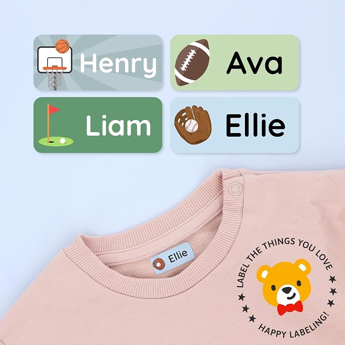 Iron-On Name Labels & Clothing Labels for Nursing Home (120) – Iron On Name Tags & Name Labels for Clothing & Clothes, School & Daycare – Waterproof - Sports