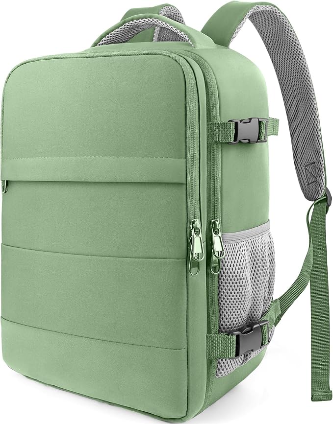 HOTOR Travel Backpack Flight Approved Bag Men Women, Medium Green | TSA Carry on Luggage, 15.6inch Laptop, Casual Daypack Travel Essentials Nurse Bag for Work, Business, Weekender, College