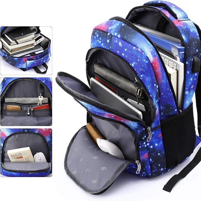 YAMTION School Backpack for Teen Boys,Bookbag for High School College Backpack with USB,Star