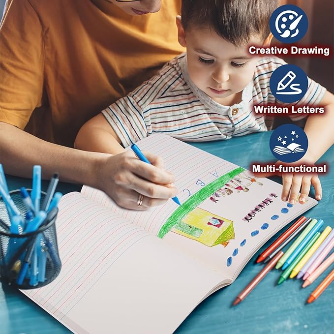 24 Pack Primary Composition Notebook K-2, Primary Ruled Journal, Draw and Write Journal for Kids, Notebook School Supplies for Students, Hard Cover, 200 Pages(100 Sheets)