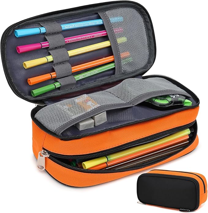 Mountain guest Large Capacity Pencil Case Multi-Slot Pencil Pouch Durable Pencil Box Portable Office Pen Bag with Zipper