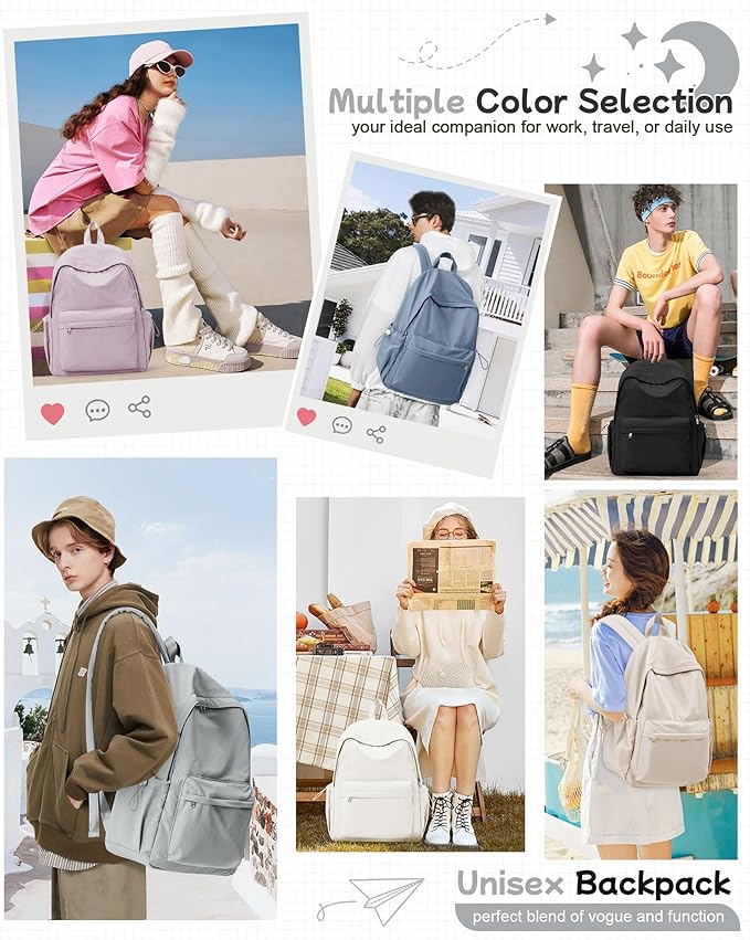 BJLFS Small Backpack for School Girls Kids Women, Grey Waterproof Bookbag Cute High School Back Pack for Men Teen Boys, Lightweight Travel College Backpack Mochilas Escolares para Daypack Rucksack