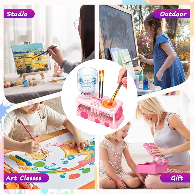 Paint Brush Cleaner, Multifunctional Acrylic Face Paint Brush Washing Station Brush Water Cup for All Purpose Oil Watercolor Painting Artist Professional Kit,Gift Art Supplies for Kid Adult