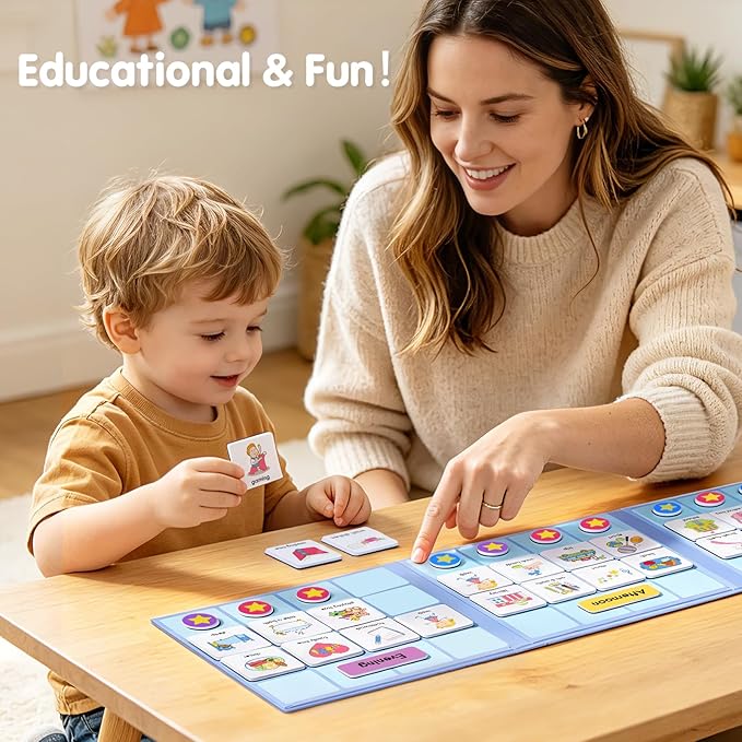 Visual Schedule for Kids, 170 Magnetic Visual Cards & Tri-Fold Magnetic Board, Daily Routine Chart for Autism ADHD, Toddler Morning Bedtime Chore Planner for Home Classroom, Visual Routine Board for Nonverbal Special Needs Children