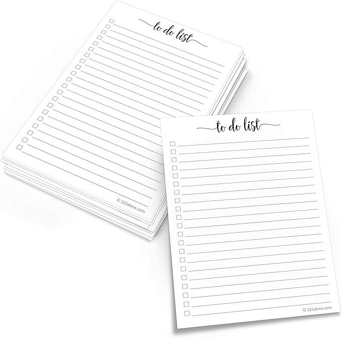 321Done To-Do List Cards, 5x7 Index Cards with Checkboxes, Double-Sided Checklist Note Card, Pack of 50, Daily Task List, Extra Large College-Ruled, Made in USA
