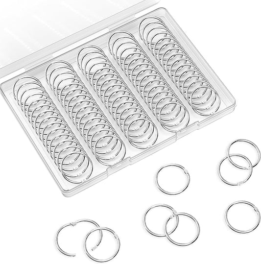 Optomni 100-Pack 1 Inch Metal Binder Rings – Durable Binding Rings for Index Cards, Loose Leaf, Paper, and Book – Ideal for Organizing Documents and Cards