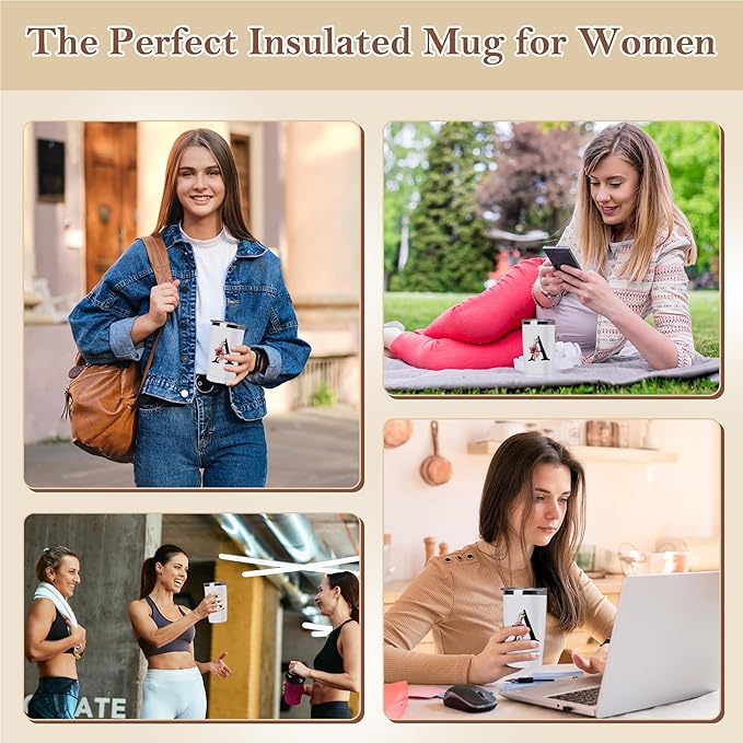 MNZZ 20 Oz Insulated Coffee Cup with Lid Car Tumbler Travel Mug Women Teacher Female Male Best New Appreciation Thank you Favorite Good Goodbye Retirement Friends Social Bestie Work Monogrammed Gift