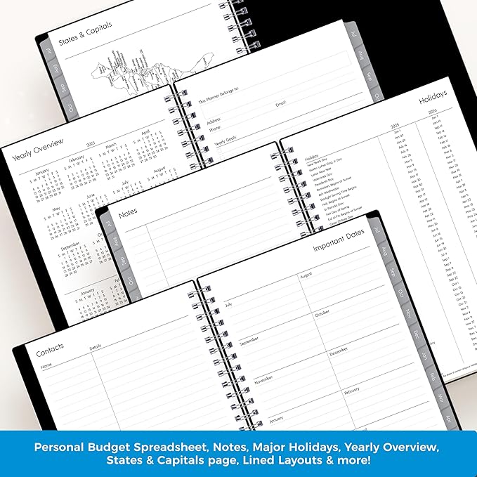 Blue Sky 2025-2026 Weekly and Monthly Academic Year Planner Calendar, July 2025 - June 2026, 5" x 8", Flexible Cover, Wirebound, Laminated Tabs, Enterprise