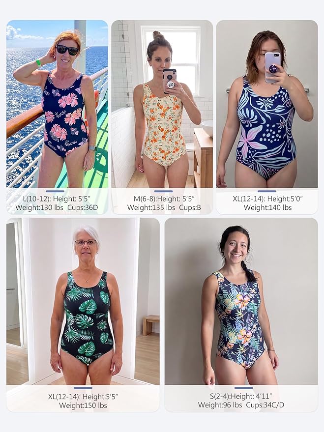 Modest Full Coverage One Piece Swimsuit Floral Bathing Suit Criss Cross Back Swimwear with Built-in Bra