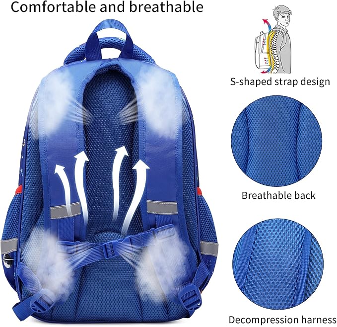 Cusangel Kids Backpack for Boys Elementary Kindergarten Preschool School Bag 16 inch Multifunctional Cute Large Capacity
