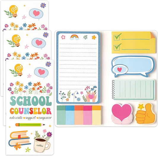B1ykin School Counselor Sticky Notes Set - Advocate Support Empower Self-Stick Notes Pad, 550 Sheets Writing Memo Pages Sticky Notepad for Teacher Appreciation Gifts, School Office Party Favors (3Pcs)