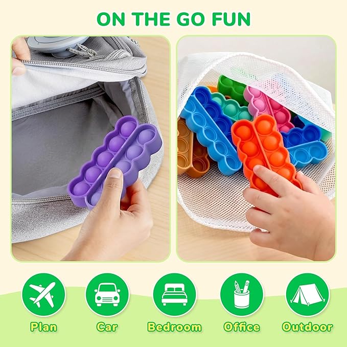 JoyCat 24 Pack Pop Fidget Party Favors for Kids, Bulk Sensory Toys for Classroom Prizes, Goodie Bag Stuffers, Treasure Box Toys, Travel Toys and Stocking Stuffers