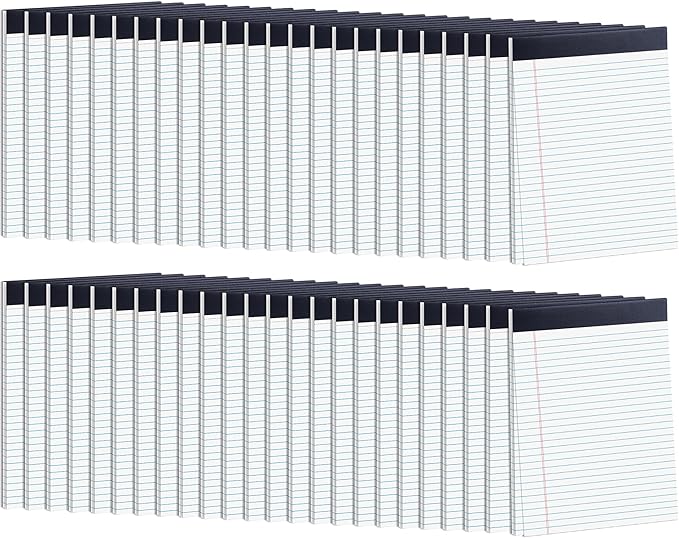 48 Pack Legal Pads Bulk,8.5 x 11 Inch White Notepad, Note Pads Wide Ruled Perforated Memo Pad for Work Study Daily Note Taking List, Lined Writing Pads Memo Refills Notepads for Office Home School