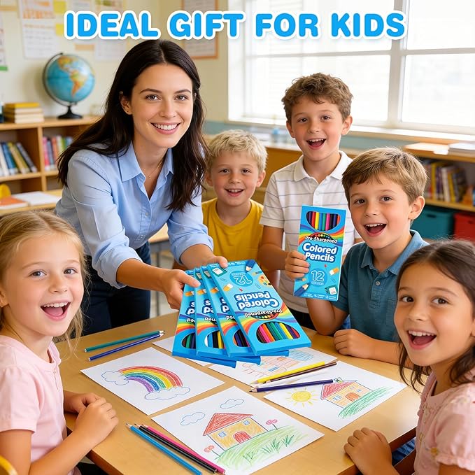 Jumlys 1152 Count Colored Pencils Bulk, 96 Packs Pre-sharpened Coloring Pencils for Kids in 12 Colors, Bulk School Supplies for Teachers, Ideal Back to School Supplies & Classroom Prizes