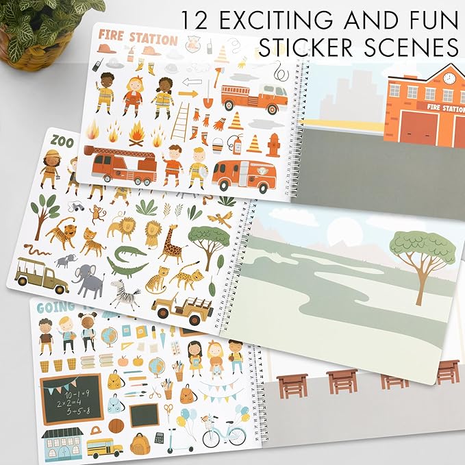 ZICOTO Fun Sticker Book for Toddlers 2-4 Years - Perfect Kids Activity Book with 500+ Beautiful Stickers & 12 Themes for Entertaining Boys & Girls 4-8 While Traveling - Incl. Coloring Pages