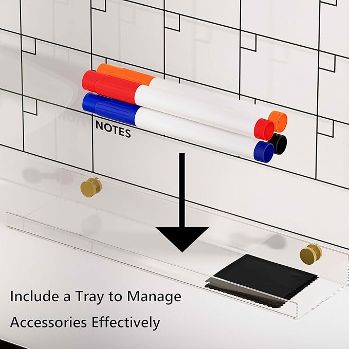 Neatsure Acrylic Dry Erase Calendar Whiteboard for Wall, 16"x12" Clear Monthly Planner White Board, w/ 4 Colors Markers