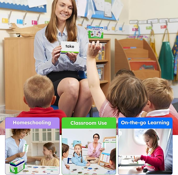 BenBen Sight Words & Phonics Flash Cards, 500 Sight Words & 24 Phonics, 800+ Words, Learn to Read Dolch & Fry High Frequency Site Words for Pre-k Kindergarten 1st 2nd 3rd Grade Kids Ages 3-9