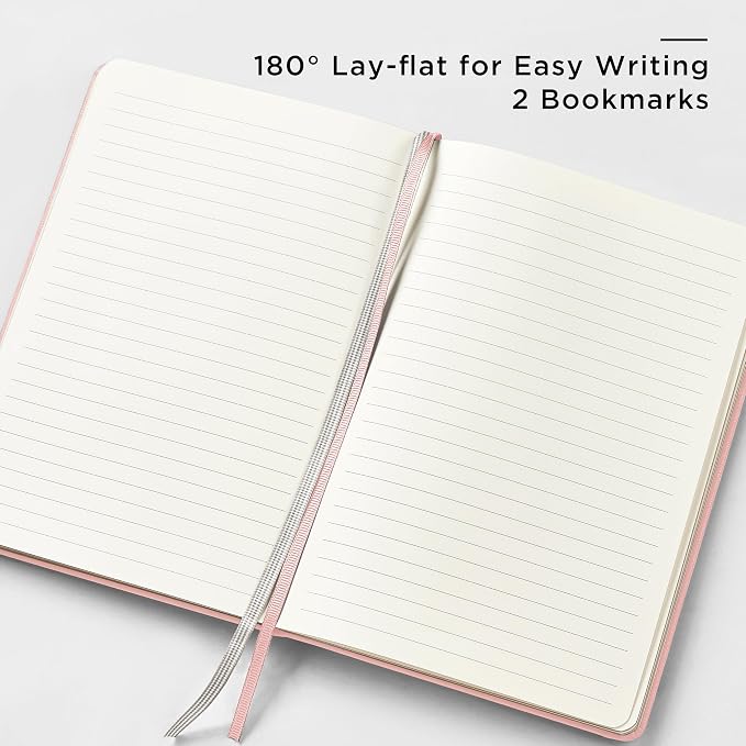 &And Per Se Lined Journal and Pen Set, A5 Leather Hardcover Notebook with Pen & Stationary Set, 160 Pages 100GSM Thick Ruled Paper Journal for Business Work Writing (Pink)