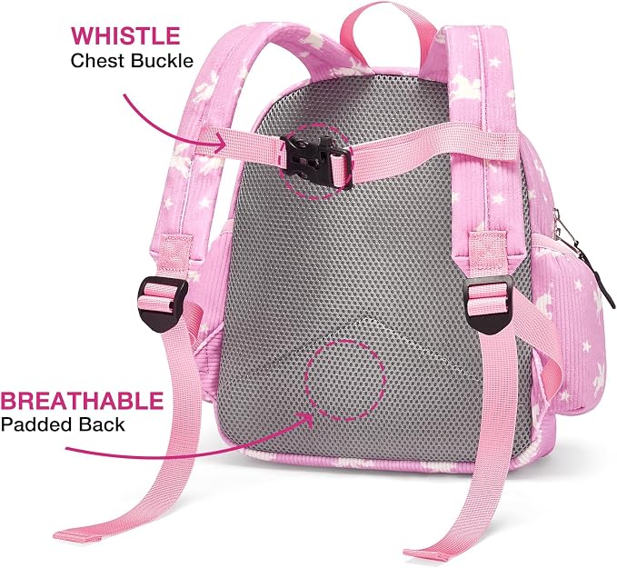STEAMEDBUN Corduroy Toddler Backpack for Girls 2-4: Kids backpack for Boys Girls - 12 inch Preschool Kindergarten Backpacks - Pink Unicorn