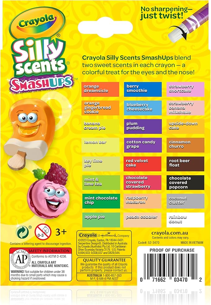 Crayola Silly Scents Smash Ups Mini Twistables Scented Crayons, 24 Count