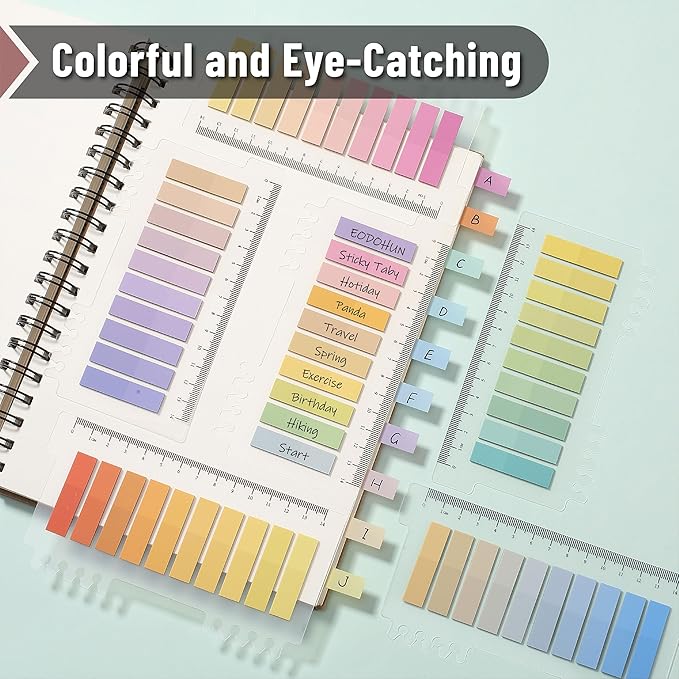 Mr. Pen- Colorful Sticky Tabs, 16 Sets, 3200 pcs, Translucent Page Markers, Water-Resistant Book Tabs for Annotating, Bible Study, Planning, Indexing & Document Organization