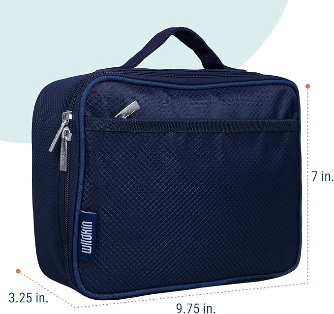 Wildkin Kids Insulated Lunch Box, Keeps Food Hot or Cold, BPA-Free with Mesh Pockets & Easy-Clean Lining – Ideal for School, Travel & Daycare – Rip-Stop Blue
