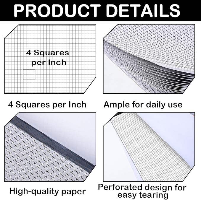 gisgfim Large Engineering Graph Paper Pad 22x 17 Landscape 4 X 4 Black Grid Pad Giant Drafting Sketching Paper Black print Grid-Based Graphing for Engineer Designer Architect Draftsman Rolled Delivery