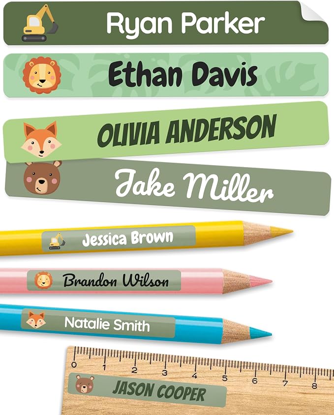 Personalized Kids Name Labels for Pencils Green [150pcs] - Waterproof Name Stickers for School & Daycare - Pencil Custom Name Stickers - Children Name Stick On Labels for Pens (2.0”x0.3”)