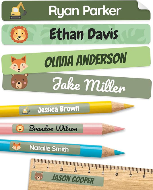 Personalized Kids Name Labels for Pencils Green [150pcs] - Waterproof Name Stickers for School & Daycare - Pencil Custom Name Stickers - Children Name Stick On Labels for Pens (2.0”x0.3”)