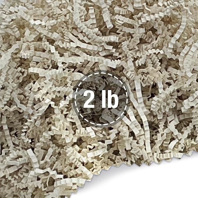 FRILLZ by DECOfill™ Crinkle Cut Paper Shred Filler for Baskets, Gifts, Packing and Protecting your Birthday, Weddings, Anniversary, Easter, and other gifts (2 pound, Ivory)