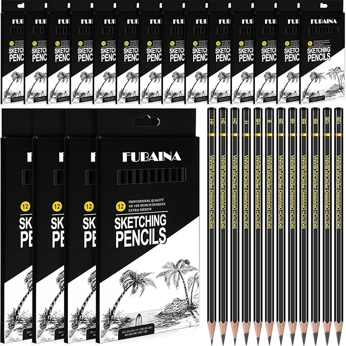 216 Pcs Drawing Sketching Pencil Set Professional (12b - 4h) Graphite Charcoal Gift Bulk for Artists Beginners, Pro Artists, Drawing Art, Sketching