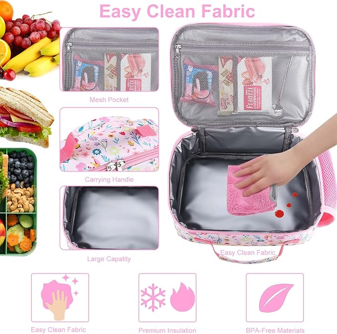 RHCPFOVR Kids Lunch Bag - Insulated Lunch Box for Boys Girls,Washable Lunch Bag and Reusable Toddler Leak-proof Lunchbox for School and Daycare
