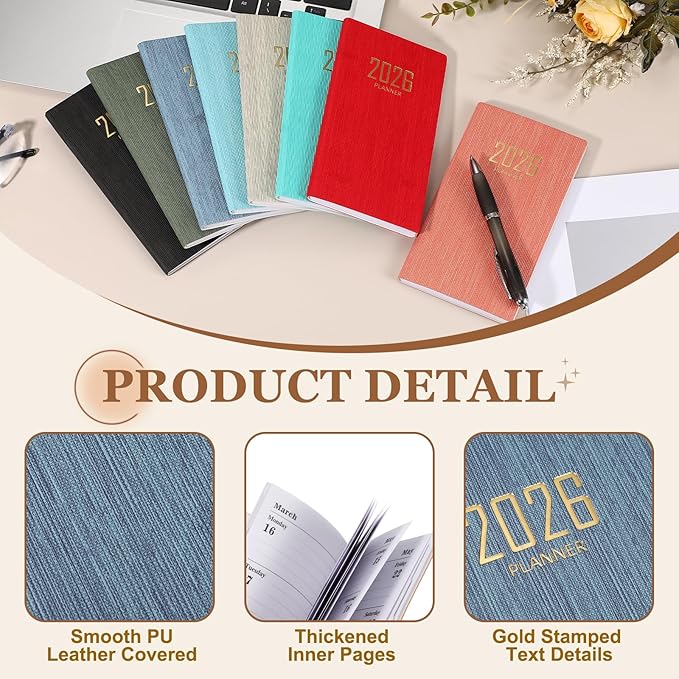 PATIKIL 2026 Daily Planner Notebook, 6.8 x 3.8" 64 Sheets Undated to Do List Daily Weekly Monthly Goals Pocket Notebook for Office Home Study Work Weeding Time Management, Denim Blue