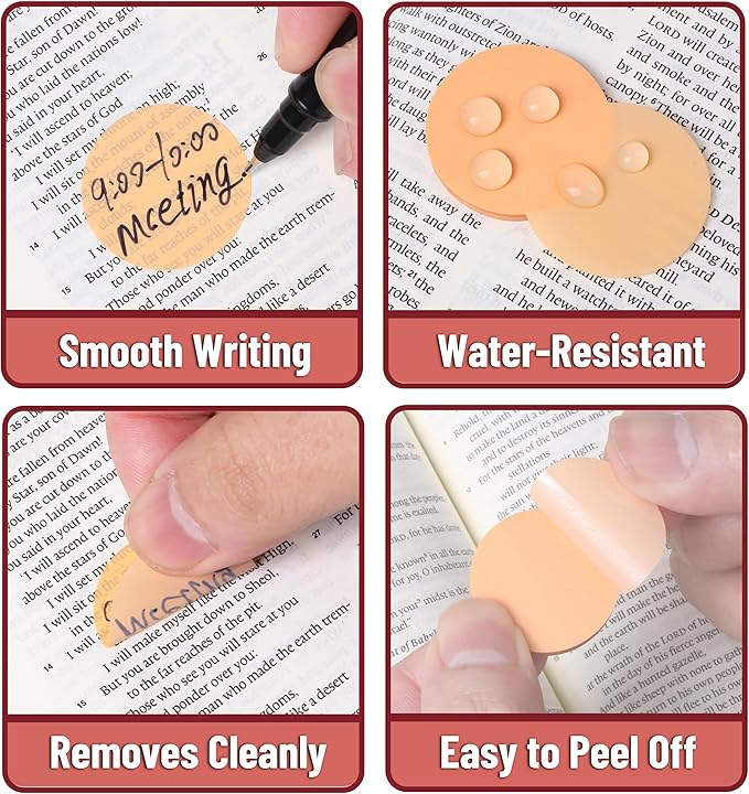 Mr. Pen- Round Transparent Sticky Notes, 1.1” Diameter, 14 Pads, 560 Sheets, Colorful, Water-Resistant See-Through Sticky Notes & Fineliner, Smooth Writing, Note Tabs for Bible Journaling, Studying