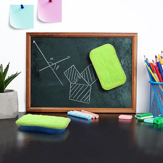 3Pc Chalkboard Eraser - Washable Reusable Microfiber Eraser Cleaning Chalk/Markers/Duster Tool in Home Classroom Office Attached 6 Pcs Microfiber Cloth WP0303