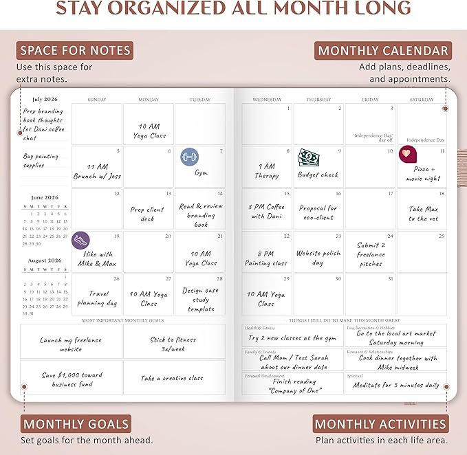 Legend Planner Jan 2026 – Jan 2027 Dated Weekly & Monthly Planner to Hit Your Goals, Increase Productivity & Live Happier. Organizer Notebook & Productivity Journal. A5 Hardcover (Rose Gold)