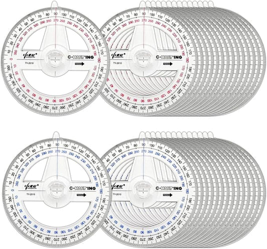 360° Protractor Pack of 30 Protactors Plastic Protractor Math Protractors Clear Protractor Ruler Drafting Tools Circle Protractor for Geometry