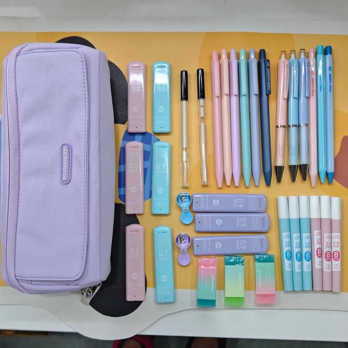 Four Candies 36PCS Mechanical Pencil Set with 624 Refills (Light Purple) | 0.5mm, 0.7mm, 0.9mm & 2.0mm Mechanical Pencils, Aesthetic School Supplies for Writing, Drawing, Drafting and Note-Taking
