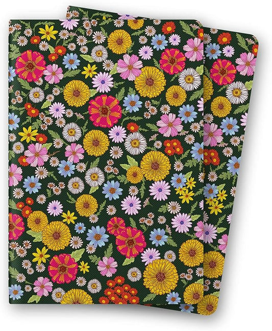 Stitched Composition Notebooks 2-Pack with Unique Art Designed Cover, A5 Lined Diary (8.2"L*5.5"W), Lay Flat Design, Thicked Paper Writes Smoothly for School and Office (Happy Garden)