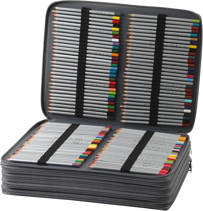 600-Slot Colored Pencil Case, 5-Layer Zipper with Shoulder strap and Handle | Organizer Bag for Pencil Storage Case for Artist Painter Office Sketch Travel Supplies