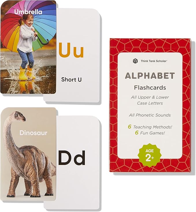 Award-Winning Alphabet Flash Cards for Kids Ages 2-4 – Learn ABCs, Phonics & Speech – Upper & Lowercase Letters, Photo Images – Preschool, Pre-K, Kindergarten