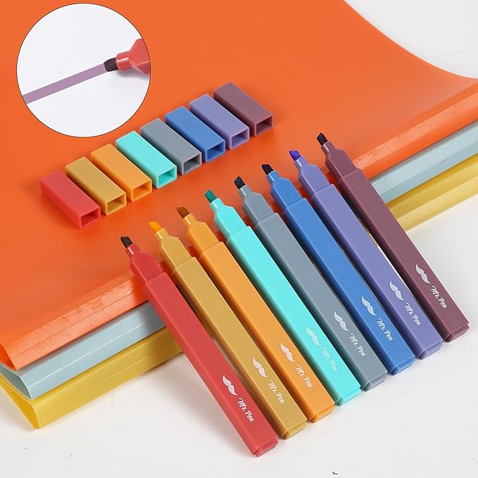 Mr. Pen- Aesthetic Highlighters No Bleed, 8 Pack, Jewel Tones, Chisel Tip, Cute Highlighters Assorted Colors for Journaling, Highlighting, Underlining, Fast Dry, Back to School Supplies